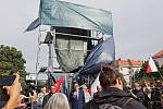 Demonstrace proti zakrytí pomníku maršála Koněva 2.září 2019.