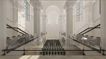Projektová vizualizace nové podoby kostela sv. Michaela v Praze.