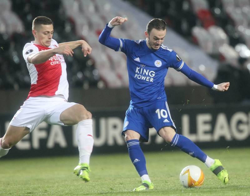 Úvodní zápas 2. kola vyřazovací fáze Evropské ligy 18. února 2021: Slavia - Leicester