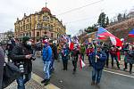 Demonstrace iniciativy Chcípl PES proti schválení vládní novely pandemického zákona v Praze.