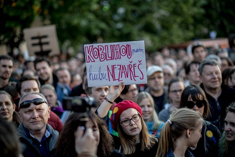 Na dvacet tisíc lidí se sešlo 10. května na pražském Václavském náměstí, aby protestovali proti Andreji Babišovi a Miloši Zemanovi.