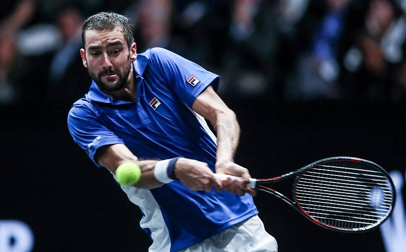 Laver cup, hraný 22. září v Praze. Zápas Marin Cilic,Team Europe proti Frances Tiafoe, Team World