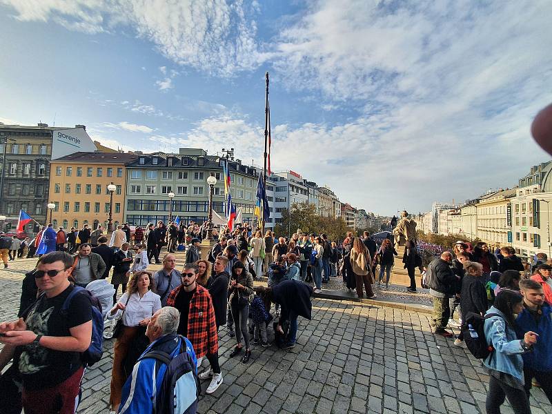 Demonstrace na Václavském náměstí 28. října 2022