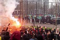 Fanoušci Feyenoordu Rotterdam před derby s Ajaxem Amsterdam.