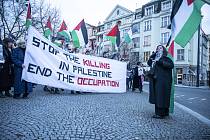 Demonstrace proti izraelské ofenzivě v Gaze.