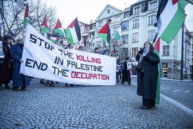 Demonstrace proti izraelské ofenzivě v Gaze.