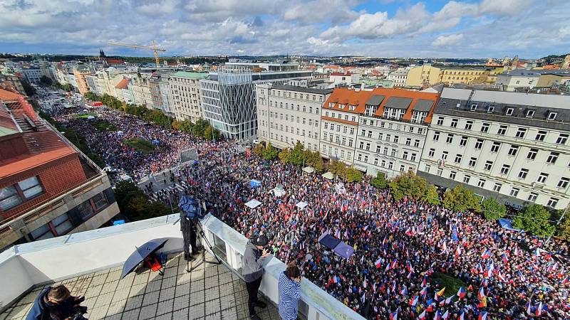 Demonstrace na Václavském náměstí, 28. 9. 2022