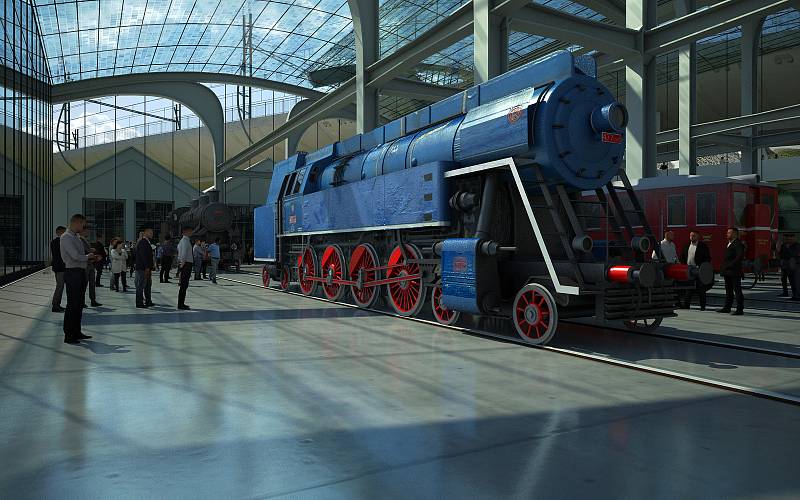 Vizualizace možné podoby budoucího Muzea železnice a elektrotechniky NTM.