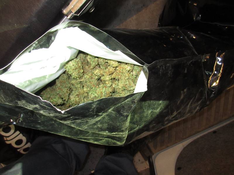 V kufru auta se našlo osm kilogramů marihuany
