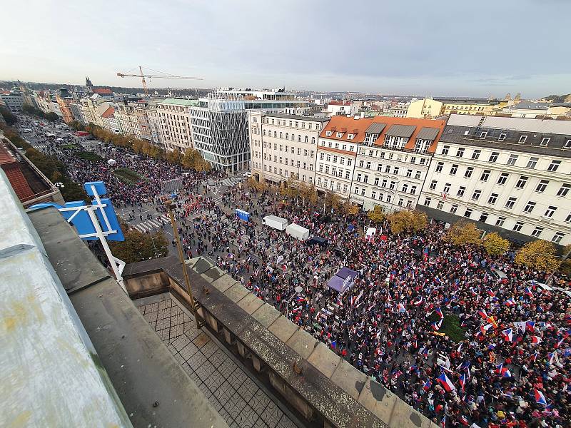 Demonstrace na Václavském náměstí 28. října 2022