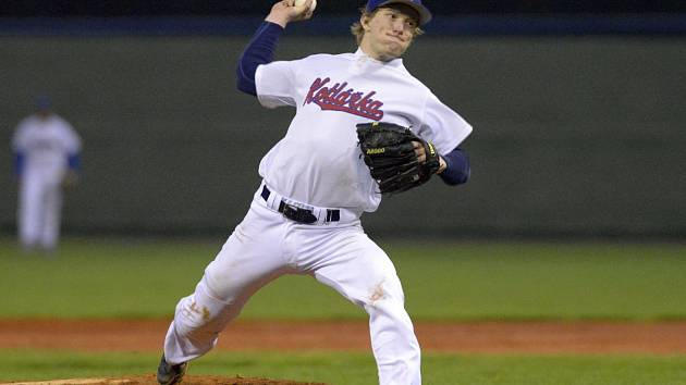 Baseballista Česka a Kotlářky Marek Červenka v akci.