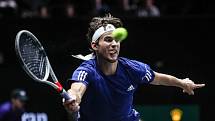 Laver cup, hraný 22. září v Praze. Zápas Dominic Thiem,Team Europe proti John Isner, Team World