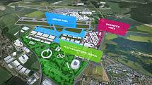 Vizualizace budoucí podoby letiště v Ruzyni. Airport City Jih.