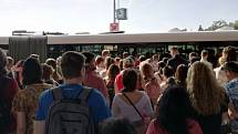 Kolaps metra C během výluky mezi stanicemi Pražského povstání a Kačerov (1. července 2019).