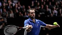 Laver cup, hraný 22. září v Praze. Zápas Marin Cilic,Team Europe proti Frances Tiafoe, Team World