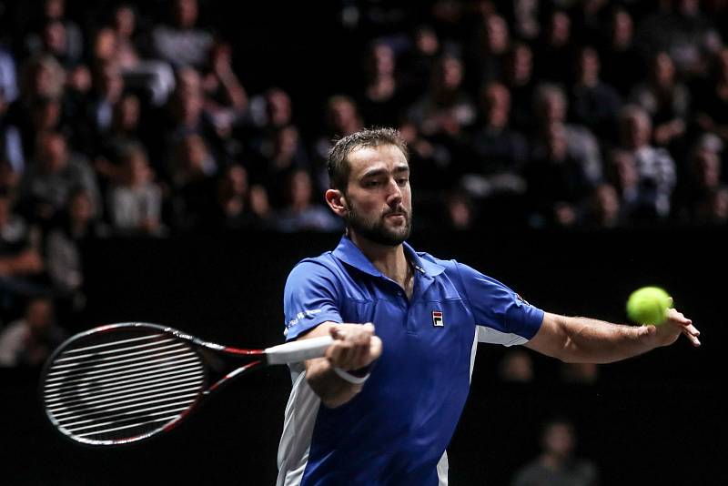 Laver cup, hraný 22. září v Praze. Zápas Marin Cilic,Team Europe proti Frances Tiafoe, Team World