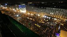 Z demonstrace na Václavském náměstí 4. března 2022.