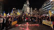 Demonstrace Ukrajinců kvůli součastné situaci na Ukrajině. Václavské náměstí 20.února.