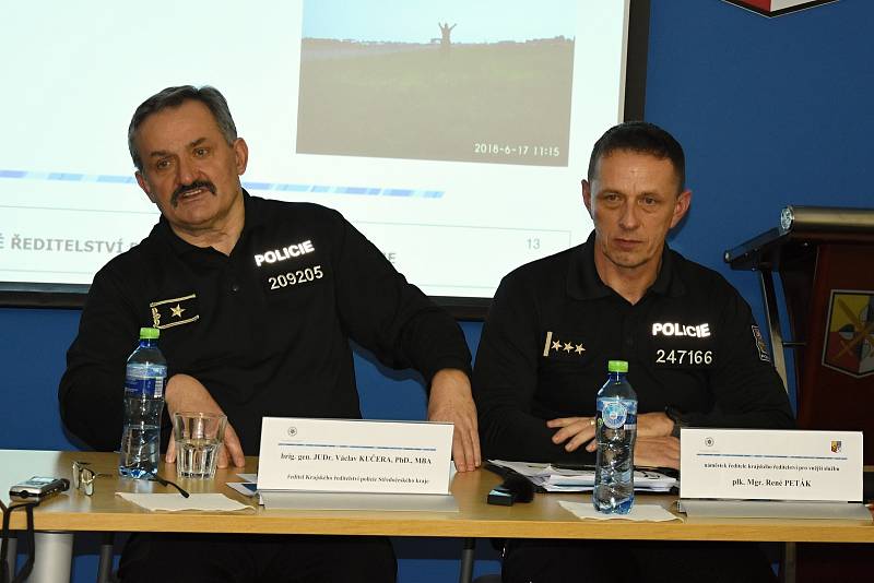 Z tiskové konference, na níž středočeská policie představila možnosti sledování silniční dopravy z dronu.