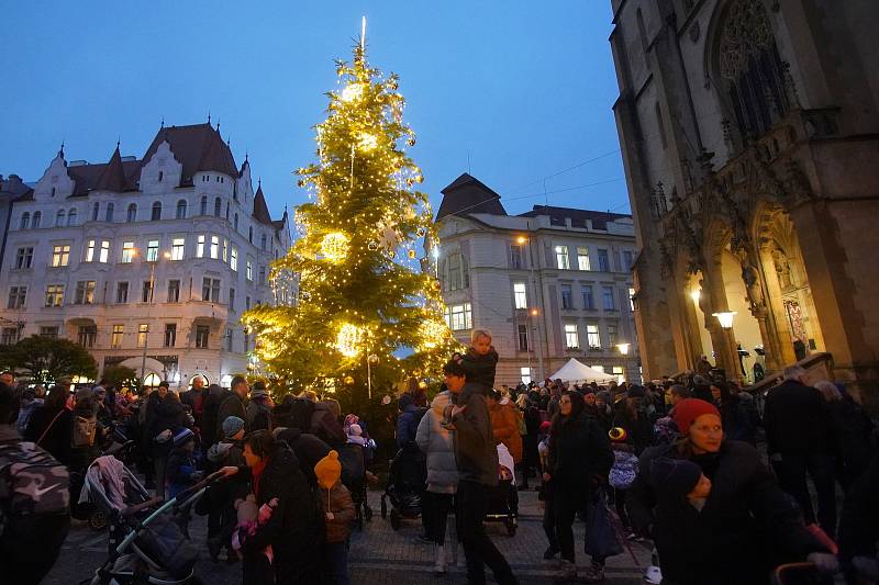 Slavnostní rozsvícení vánočního stromu na Strossmayerově náměstí.