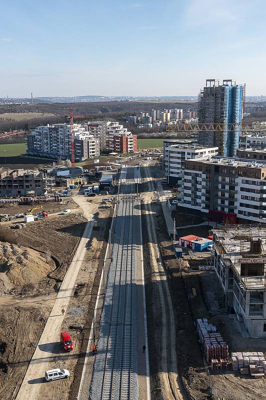 Tramvajová trať Barrandov - Holyně je dostavěná. Foto: se souhlasem STRABAG Rail