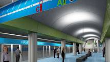 Návrh podoby stanice metra trasy D - Náměstí bratří Synků.