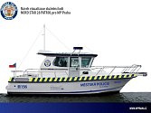 Návrh vizualizace služební lodi Nord Star 28 Patrol pro Městskou policii Praha.