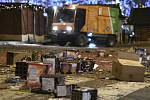 Cleaning truck of the Prague Services during cleaning on Wenceslas Square in Prague.