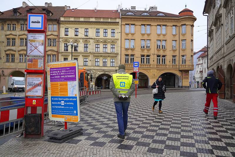 Výluka tramvajové dopravy - Újezd - Malostranská v Praze.