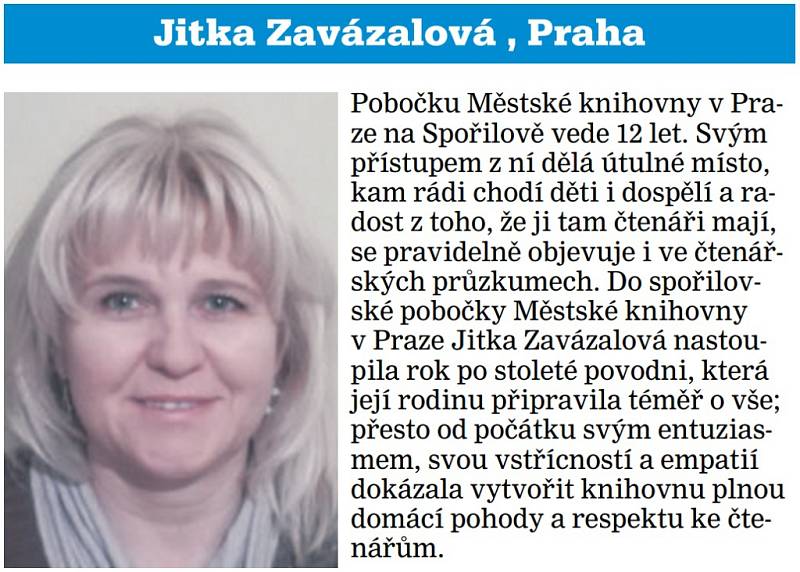 Jitka Zavázalová, knihovnice, Praha