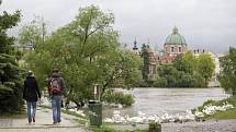Hladina Vltavy stále stoupá, Prahu ohrožují povodně.