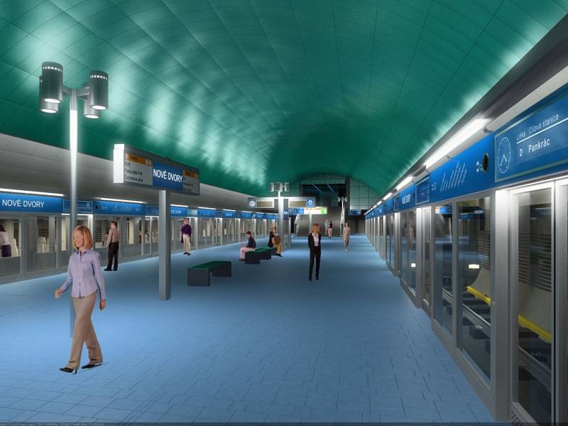 Návrh podoby stanice metra trasy D - Návrh podoby stanice metra trasy D - Nové Dvory.