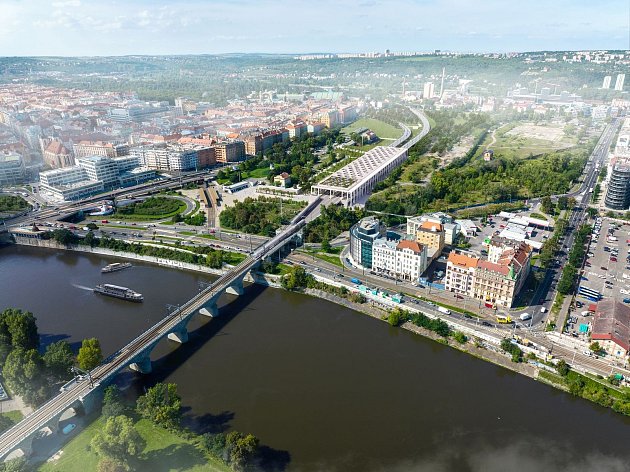 Budoucí podoba modernizované železnice do Kladna a k letišti mezi Prahou-Bubny a Výstavištěm.