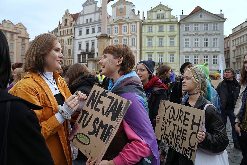 Východoevropská stávka za klima na Staroměstském náměstí v Praze v režii studentského ekologického hnutí Fridays for Future.