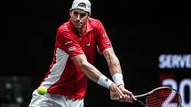 Laver cup, hraný 22. září v Praze. Zápas Dominic Thiem,Team Europe proti John Isner, Team World