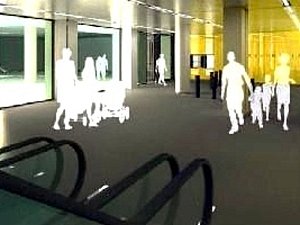 Vizualizace: žlutý vestibul stanice metra Národní třída v Praze po rekonstrukci.