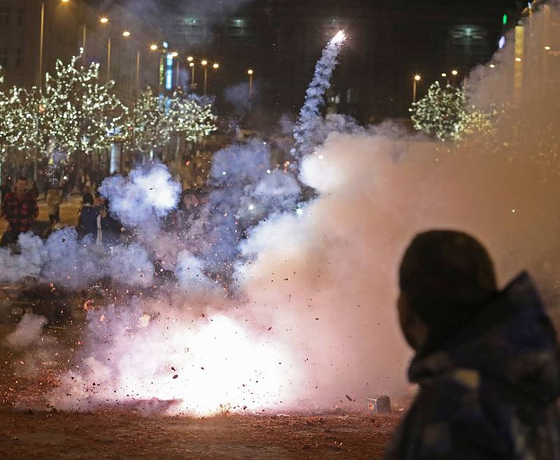 Oslavy Silvestra na Václavském náměstí.