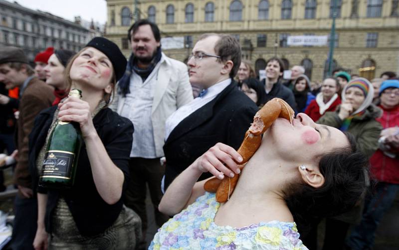 Demonstrace proti vládním reformám vysokých škol proběhla 29. února v centru Prahy.