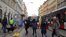 Výluka tramvajové dopravy - Újezd - Malostranská v Praze.