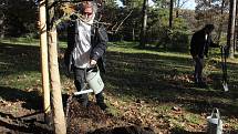 Fotograf Antonín Kratochvíl v botanické zahradě vysadil strom v rámci projektu Kořeny osobností.