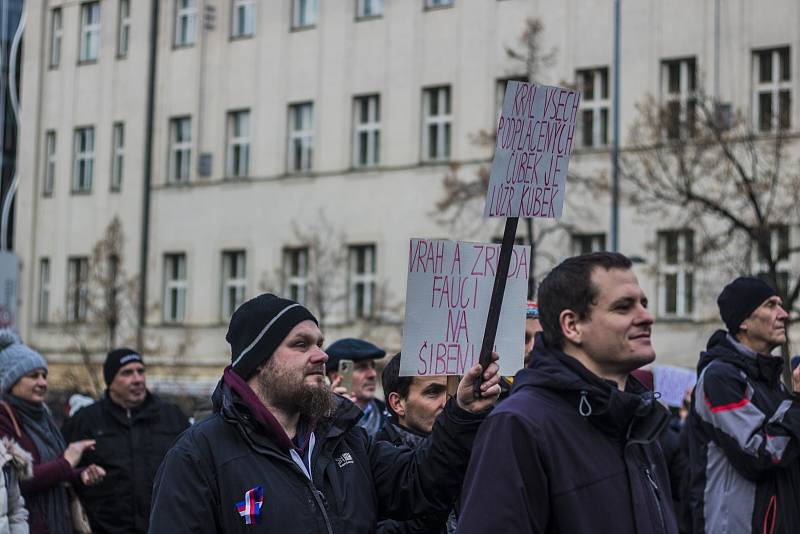 Demonstrace proti povinné vakcinaci, Praha 9. ledna 2022.