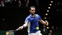 Laver cup, hraný 22. září v Praze. Zápas Marin Cilic,Team Europe proti Frances Tiafoe, Team World