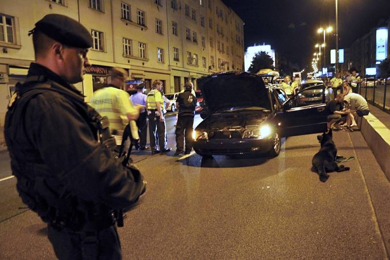 Z dopravně-bezpečnostní policejní akce pražské policie na magistrále na Pankráci.