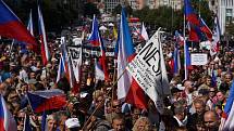 Demonstrace s názvem Česká republika na 1. místě na Václavském náměstí v Praze