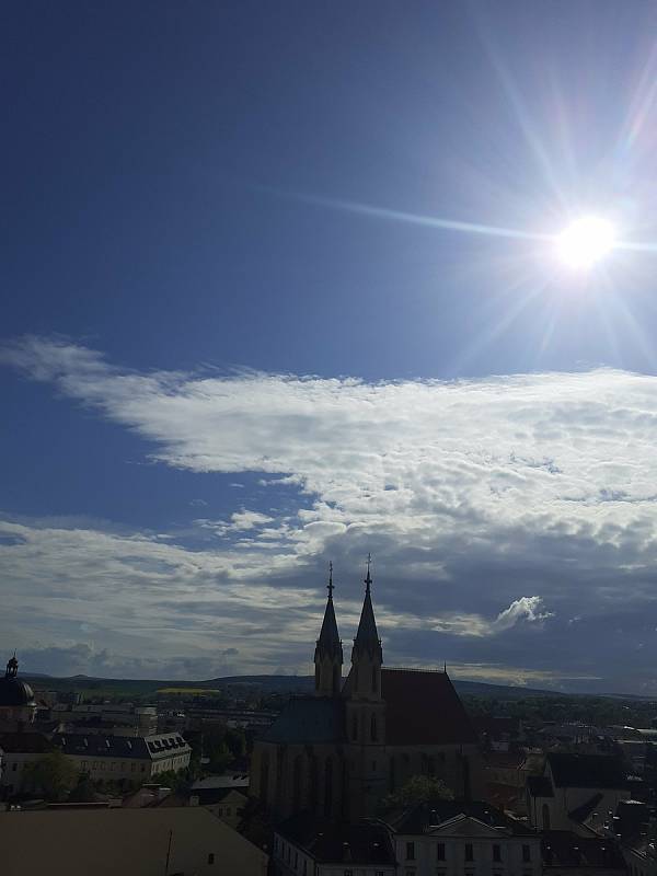 Výhled na Kroměříž z věže Arcibiskupského zámku