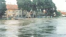 Kroměříž při povodni v červenci 1997