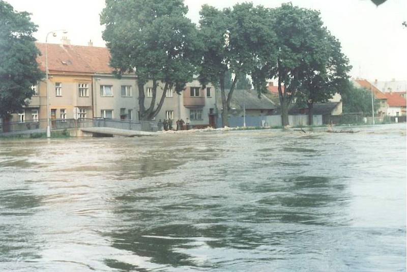 Kroměříž při povodni v červenci 1997