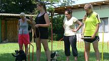 Členky kynologického klubu Agility Morkovice předvedly žákům prvního stupně Základní školy v Morkovicích poslušnost svých psů.