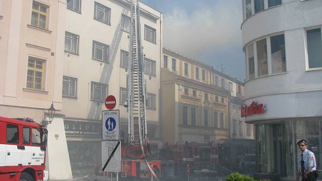 K požáru došlo v kotelně jednoho domu na Velkém náměstí v Kroměříži