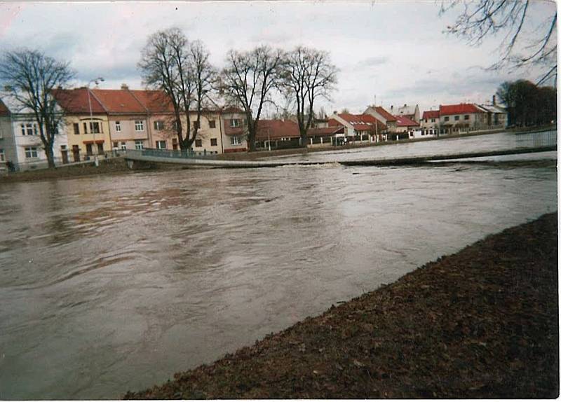 Kroměříž při povodni v červenci 1997